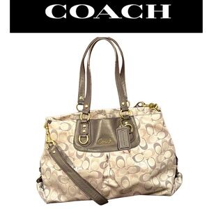 COACH Ashley Signature Metallic Carryall Bag, EUC